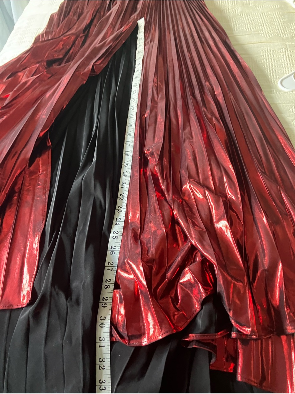 UNBRANDED Red Metallic High Low Pleated Maxi Dress Size M - Picture 13 of 16